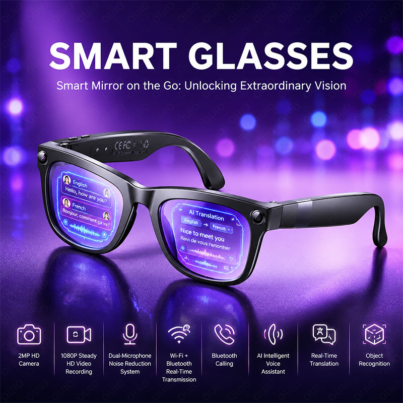 Webcam Hd 1080P - Lunettes Intelligentes IA 2026 avec Caméra