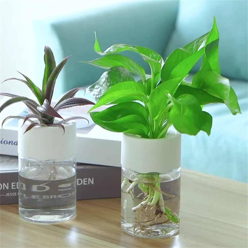 Plant Desk Mini - Mini pot de fleurs hydroponique transparent,