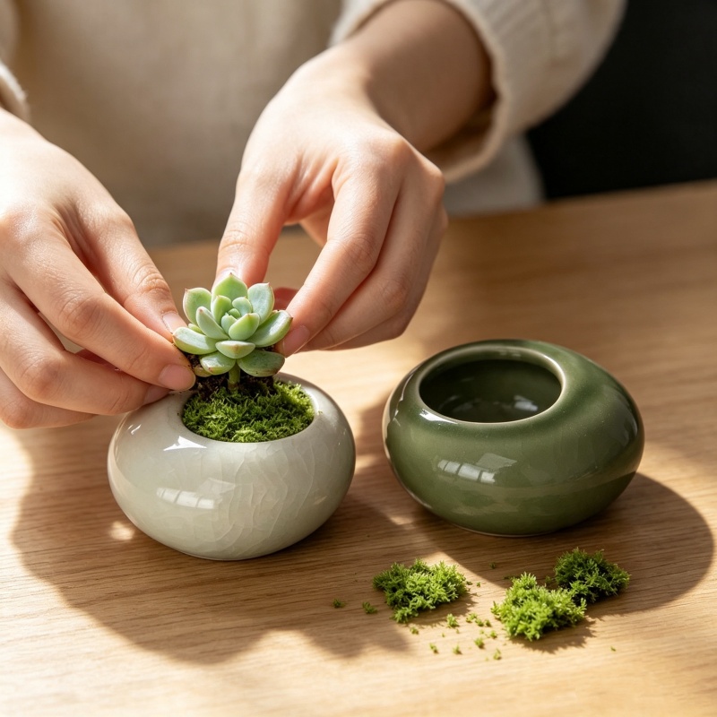 Mini pot de fleurs glacé effet - Plant Desk Mini avis et prix