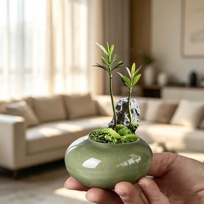 Mini pot de fleurs glacé effet - Plant Desk Mini avis et prix
