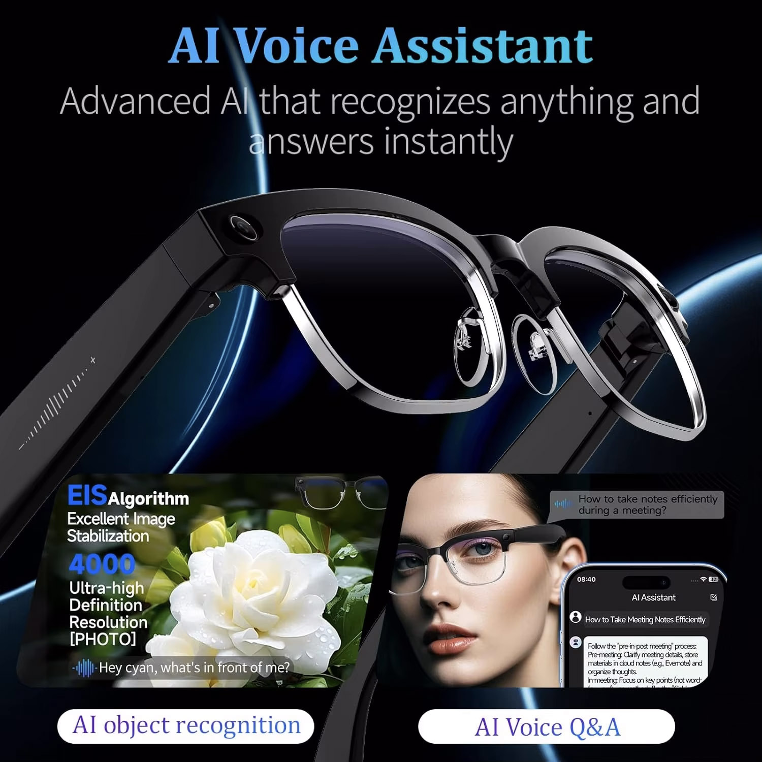 Lunettes intelligentes IA avec - Webcam Hd 1080P avis et prix